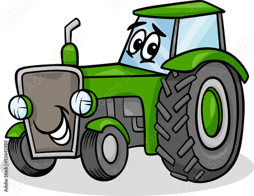 Obraz w ramie tractor character cartoon illustration