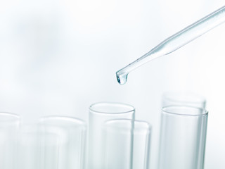 Wall Mural - pipette dripping in empty test tubes
