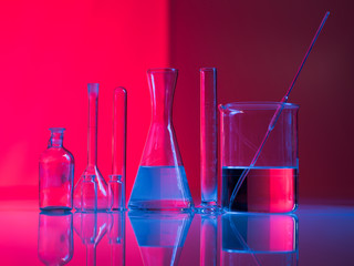 Wall Mural - a set of glass labware on table