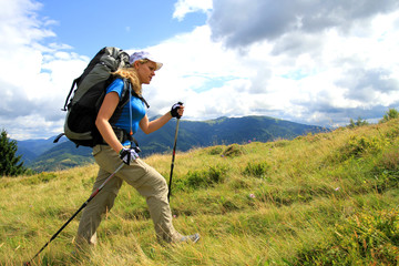 summer hiking in the mountains.