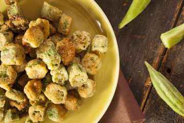 Organic Homemade Fried Green Okra