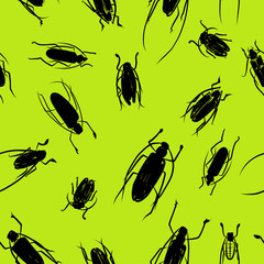 Poster - Beetles sketch, pattern for your design