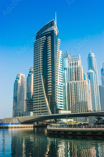 Obraz w ramie High rise buildings and streets in Dubai, UAE