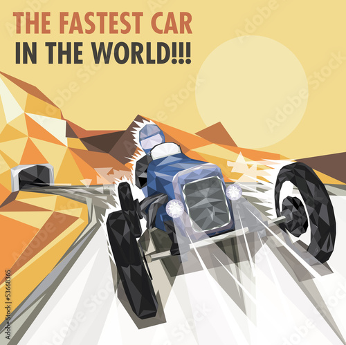 Fototapeta na wymiar Vintage Racing Car Poster