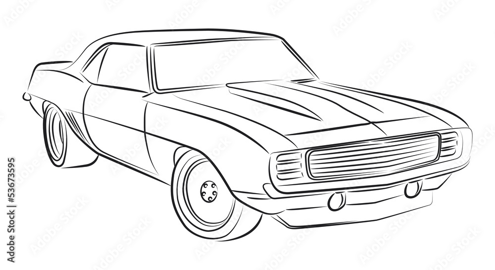 Muscle car drawing Stock Vector | Adobe Stock
