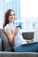 Poster - Woman with laptop and credit card