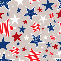 Canvas Print - Seamless pattern for 4th of July, American Independence Day.