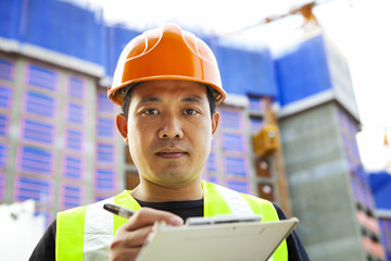 Portrait of asian builder