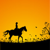 Reiten / Ausritt Vektor Silhouette