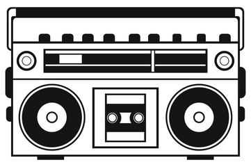 Wall Mural - Retro ghetto blaster isolated on white background