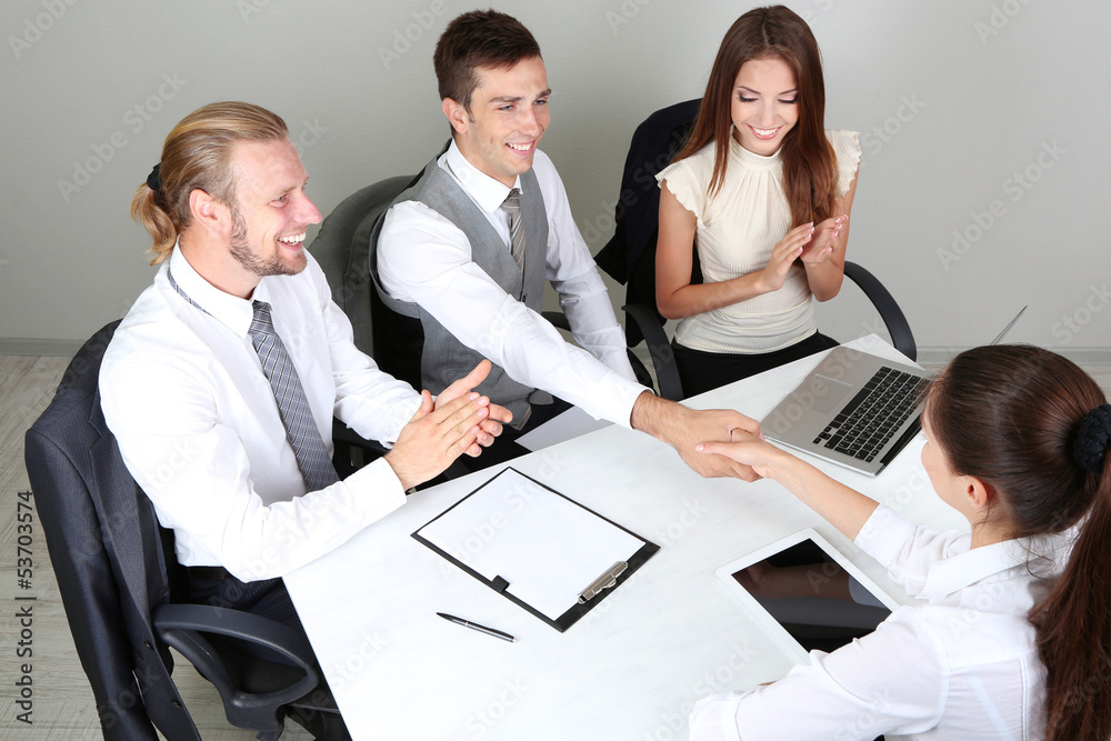Group of business people having meeting together