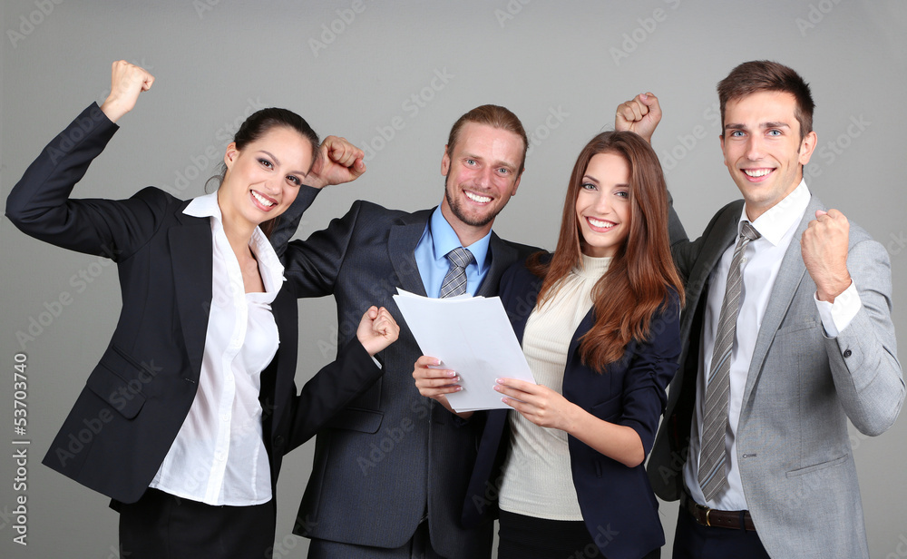 Business team on grey background