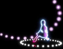 Sexy Woman Symbol  On Disco Lights Background