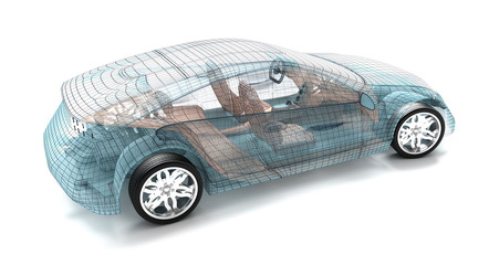 Car design, wire model. My own design.