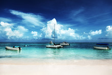 Caribbean Beach And Yachts
