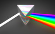 Prism light spectrum dispersion. On dark background