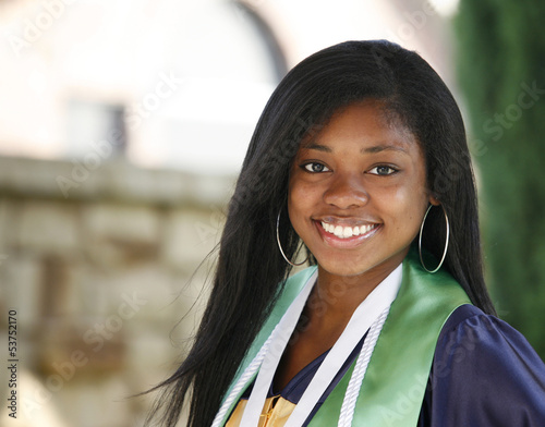 Fényképezés Portrait of Beautiful happy African-American graduate