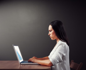 Wall Mural - woman looking at negative statistic