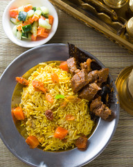 Wall Mural - arab rice, ramadan food in middle east usually served with tando