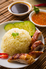 Poster - singapore chicken rice , traditional singaporean food with items