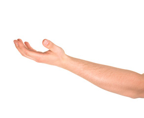 Begging hand gesture isolated