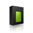 Black Modern Software Package Box With Green Window