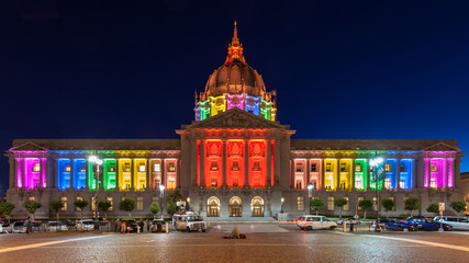 Wall Mural - San Francisco City Hall in Rainbow Colors