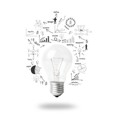 Wall Mural - Light bulb with drawing business plan strategy concept idea