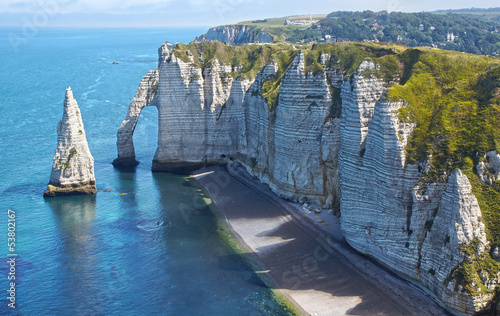 Chalk cliffs at Cote d'Albatre. Etretat Canvas