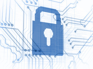 Aufkleber - Blue padlock on white background