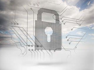 Poster - Grey padlock with sky on the background