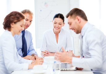 Wall Mural - business team having meeting in office