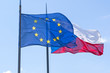 Flags of Czech Republic and European Union