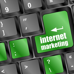 Poster - online marketing internet, message on key of keyboard