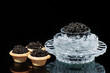 Black caviar on a black