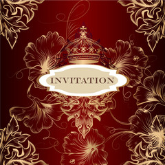 Wall Mural - Elegant invitation card with crown and ornament