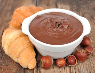 Wall Mural - Chocolate cream with croissants