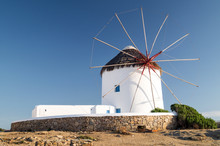 Beautiful Windmill On Mykonos Island, Greece