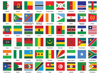 Wall Mural - set of square icons with african flags