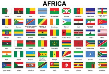 set of buttons with flags of africa