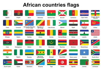 Wall Mural - set of african countries flag buttons with rounded corners