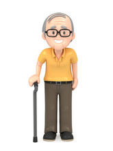 3D Render Of A Happy Old Man