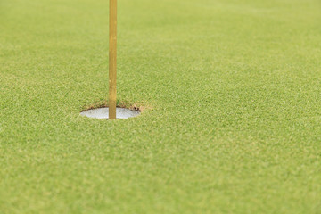 Canvas Print - Golf hole and flag on green grass