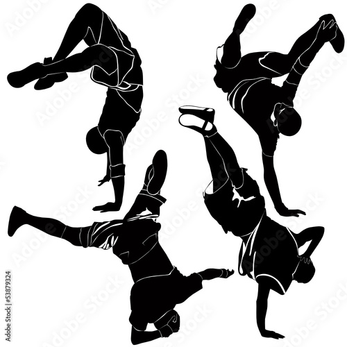 Naklejka nad blat kuchenny breakdance silhouette break dance