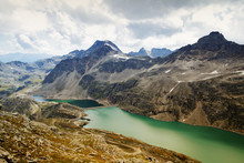 Water Reservoir In Alpine Mountains