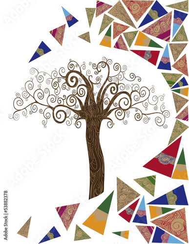 Dekoracja na wymiar  koncepcja-fali-drzewa-sztuki
