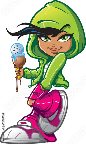 Obraz w ramie Girl With Ice Cream Cone