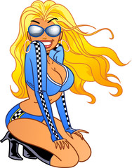 Fototapete - Sexy Auto Racing Babe