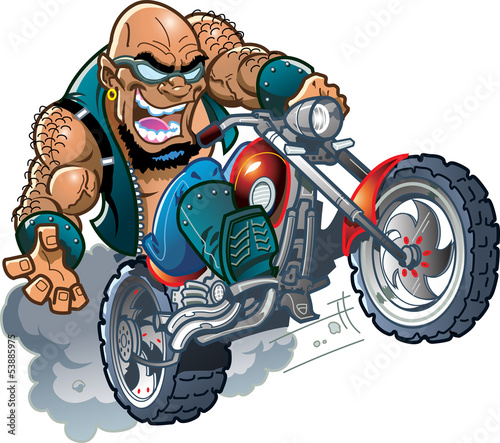 Naklejka na drzwi Wild Bald Biker Dude