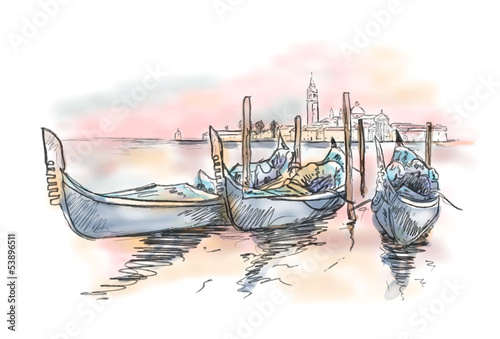 Naklejka dekoracyjna Skizze Venedig